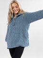 Take The Leap Blue Cable Detail Sherpa Pullover DOORBUSTER