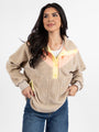 Good Feelings Beige Multi Colorblock Sherpa Pullover DOORBUSTER