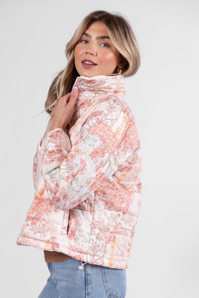 Vail Valley Pink Multi Patch Floral Quilted Zip Up Jacket DOORBUSTER- Coming Soon