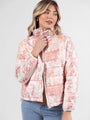 Vail Valley Pink Multi Patch Floral Quilted Zip Up Jacket DOORBUSTER- Coming Soon