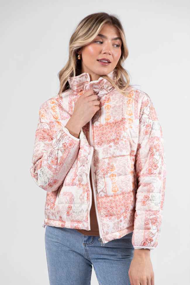 Vail Valley Pink Multi Patch Floral Quilted Zip Up Jacket DOORBUSTER- Coming Soon