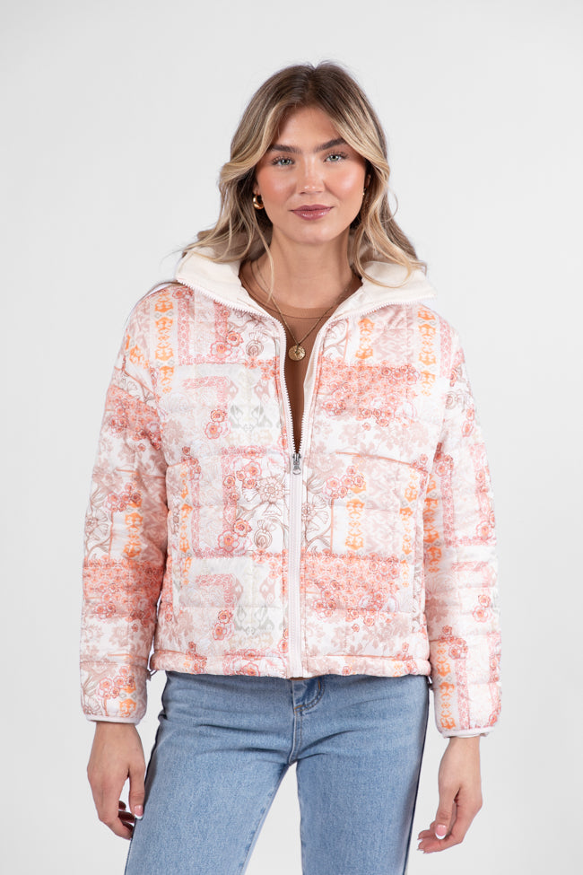 Vail Valley Pink Multi Patch Floral Quilted Zip Up Jacket DOORBUSTER- Coming Soon