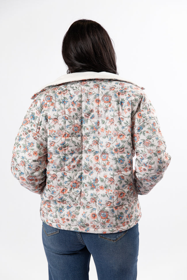 Vail Valley Pink Ivory Multi Floral Quilted Zip Up Jacket DOORBUSTER- Coming Soon