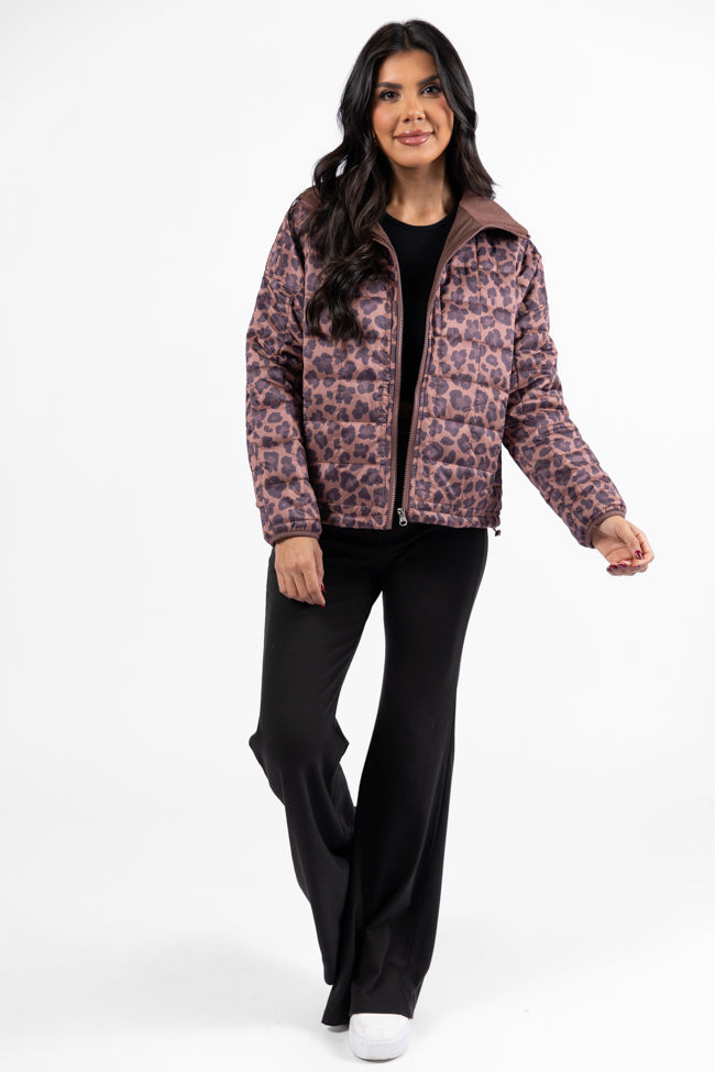 Vail Valley Brown Leopard Quilted Zip Up Jacket DOORBUSTER- Coming Soon