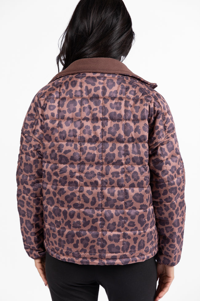 Vail Valley Brown Leopard Quilted Zip Up Jacket DOORBUSTER- Coming Soon