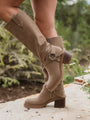 Vienna Dark Taupe Moto Knee High Boots