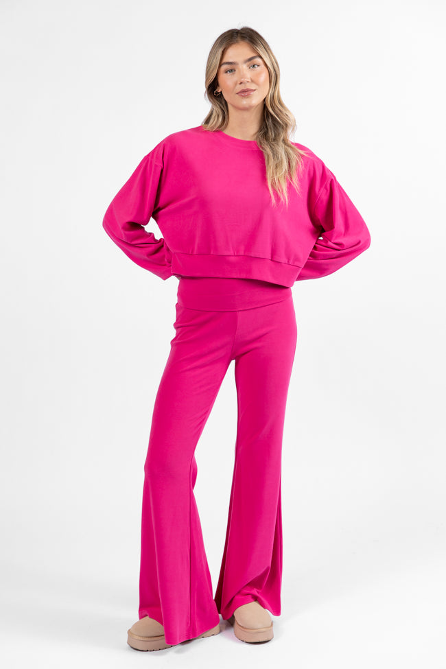 In A Dream Pink Foldover Band Super Soft Flare Pants DOORBUSTER