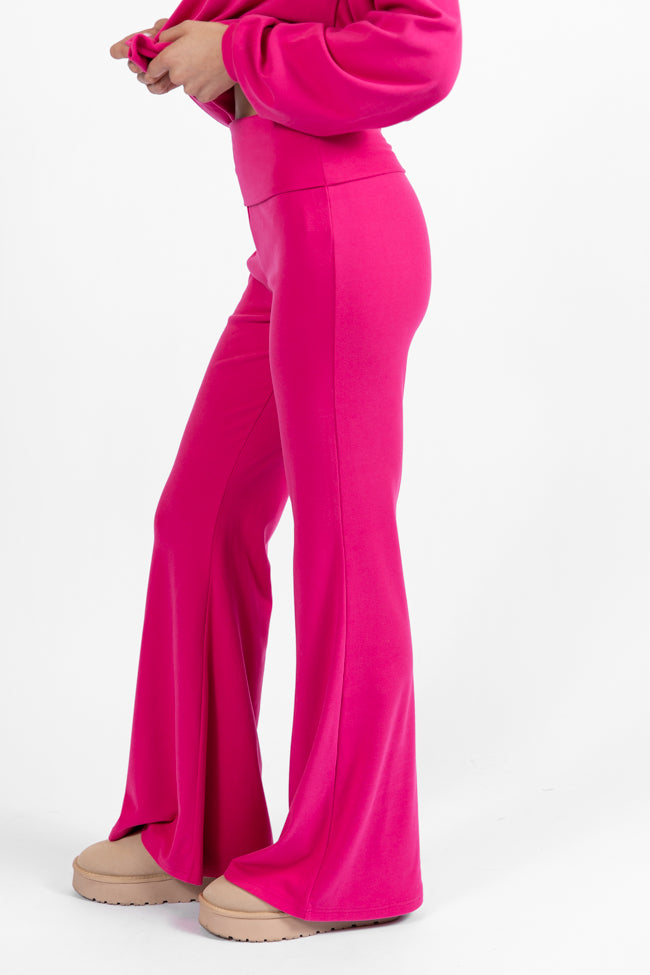 In A Dream Pink Foldover Band Super Soft Flare Pants DOORBUSTER