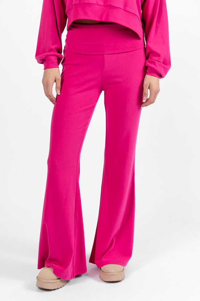 In A Dream Pink Foldover Band Super Soft Flare Pants DOORBUSTER