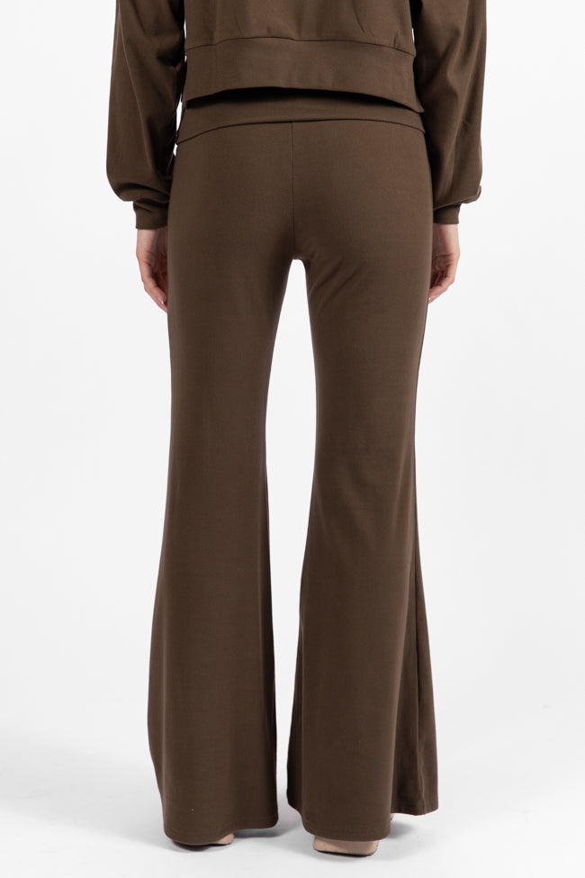 In A Dream Brown Foldover Band Super Soft Flare Pants DOORBUSTER