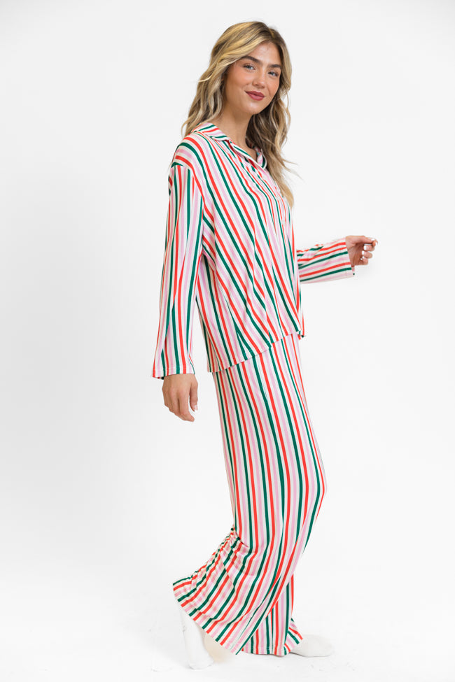 Sweet Dreams In Christmas Stripes Bamboo Pajama Set