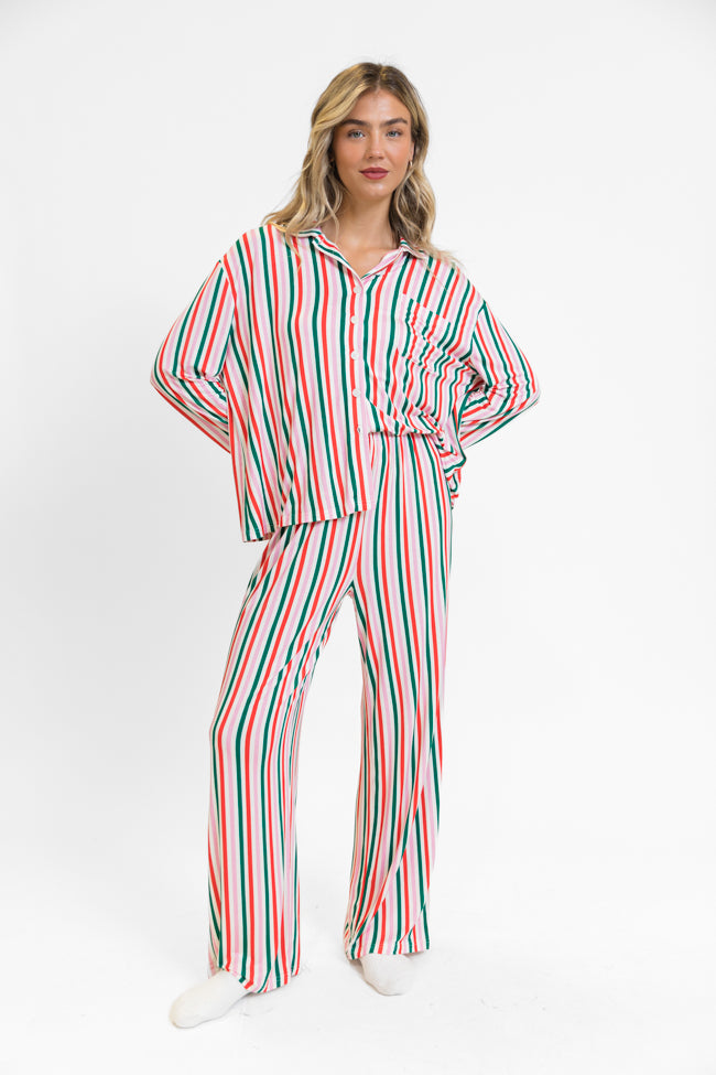 Sweet Dreams In Christmas Stripes Bamboo Pajama Set