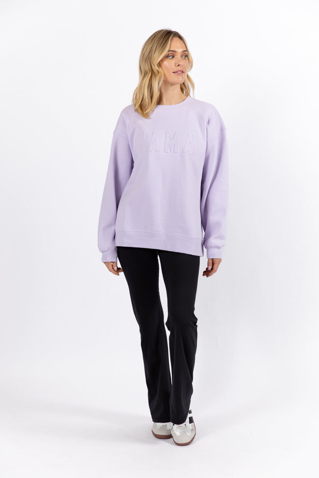 Mama Embossed Logo Orchid Petal Fleece Sweatshirt DOORBUSTER