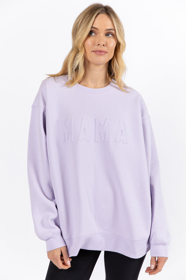 Mama Embossed Logo Orchid Petal Fleece Sweatshirt DOORBUSTER