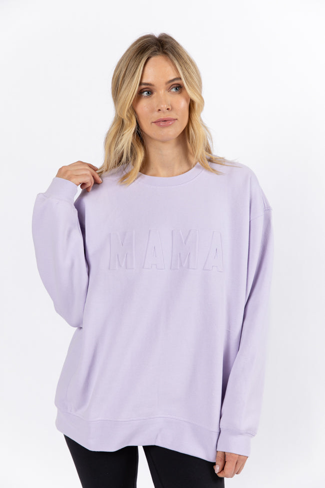 Mama Embossed Logo Orchid Petal Fleece Sweatshirt DOORBUSTER