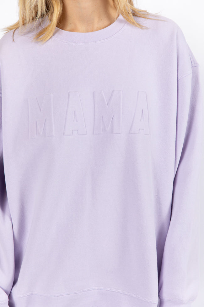 Mama Embossed Logo Orchid Petal Fleece Sweatshirt DOORBUSTER