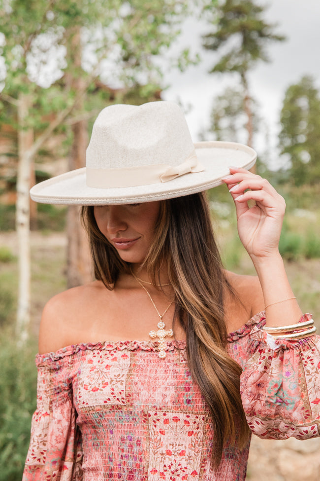 Ivory Wide Brim Hat FINAL SALE Pink Lily