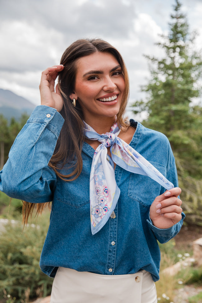 Blue Floral Bandana