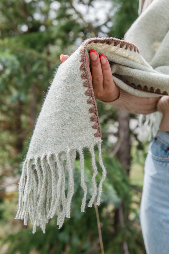 Grey Embroidered Scarf