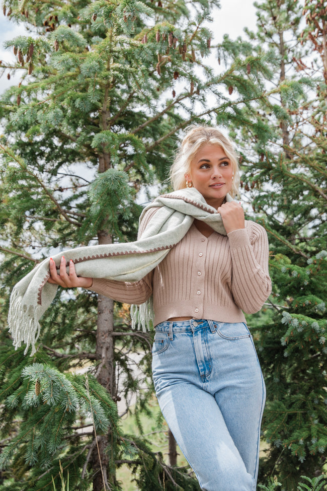 Grey Embroidered Scarf