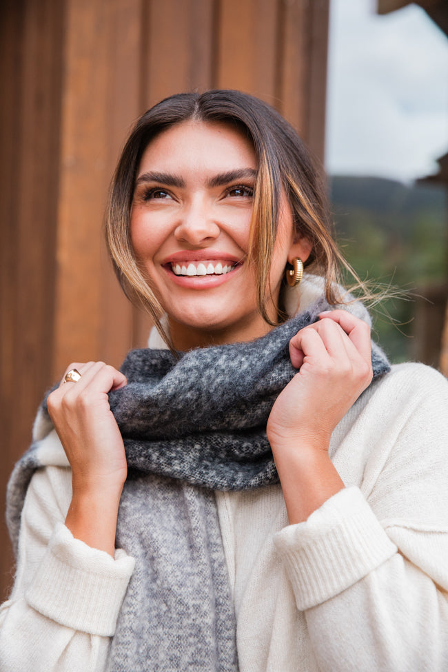 Chunky Black and Tan Plaid Scarf