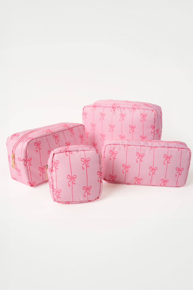 Pink Bows 4 Piece Travel Pouch Set DOORBUSTER