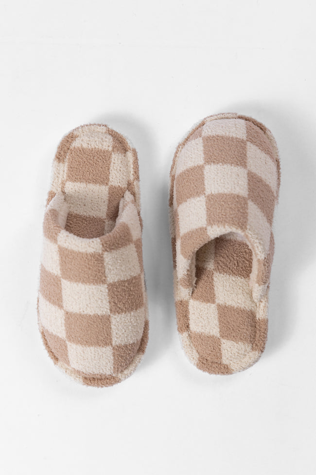 Tan Checkered Slippers DOORBUSTER