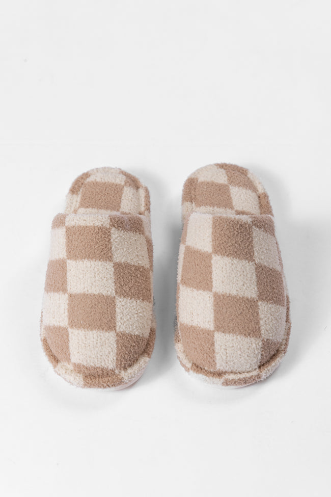 Tan Checkered Slippers DOORBUSTER