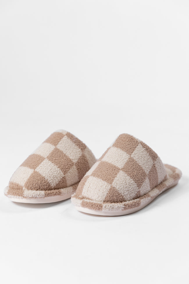 Tan Checkered Slippers DOORBUSTER