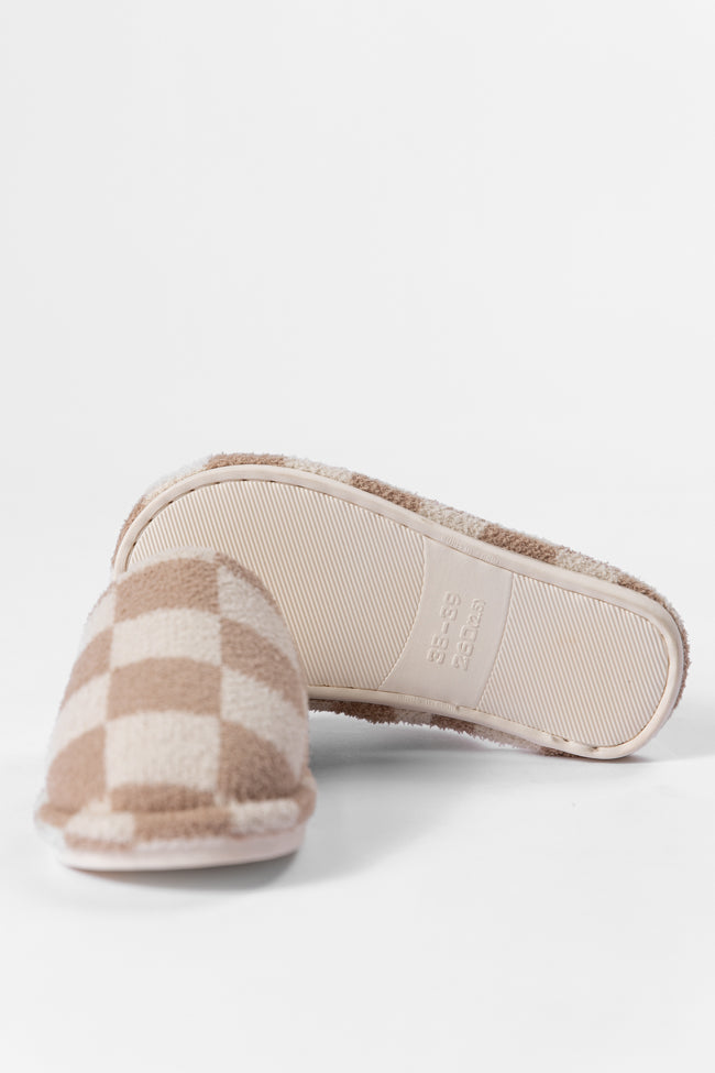 Tan Checkered Slippers DOORBUSTER