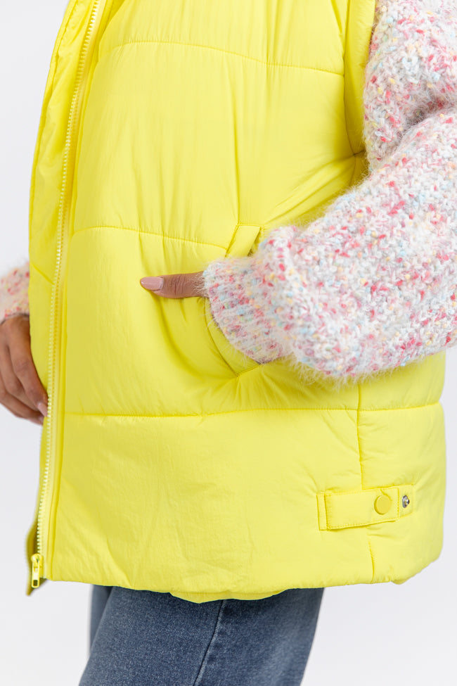 Going Upstate Yellow Oversized Puffer Vest