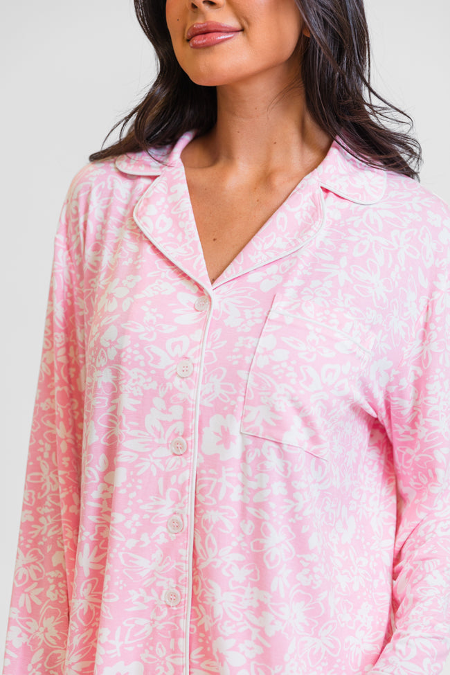 Good To Get Away In Kathy Floral Button Up Pajama Top