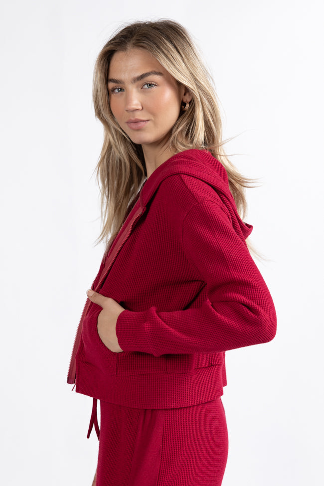 Essential Ease Red Zip Up Jacket Macy Blackwell X Pink Lily