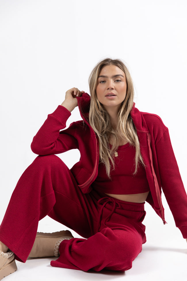 Essential Ease Red Zip Up Jacket Macy Blackwell X Pink Lily