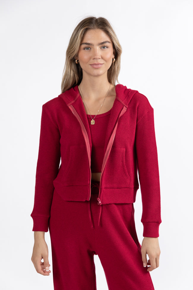 Essential Ease Red Zip Up Jacket Macy Blackwell X Pink Lily