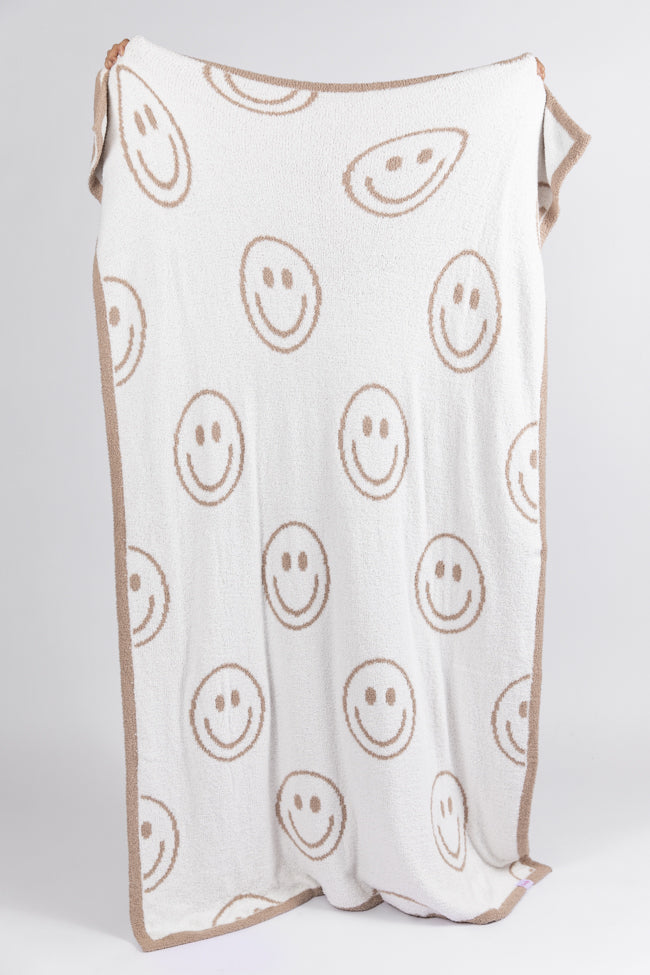 Make Me Believe Dark Taupe Smiley Blanket