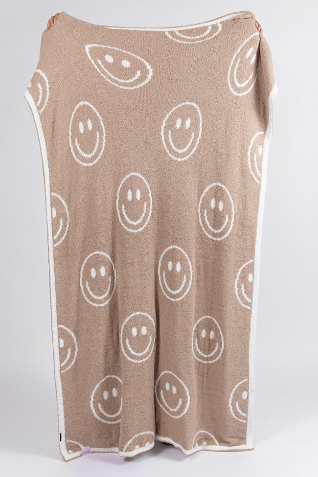 Make Me Believe Dark Taupe Smiley Blanket