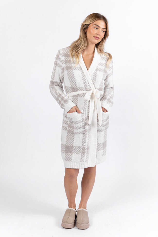 It Was All A Dream Grey Plaid Robe DOORBUSTER