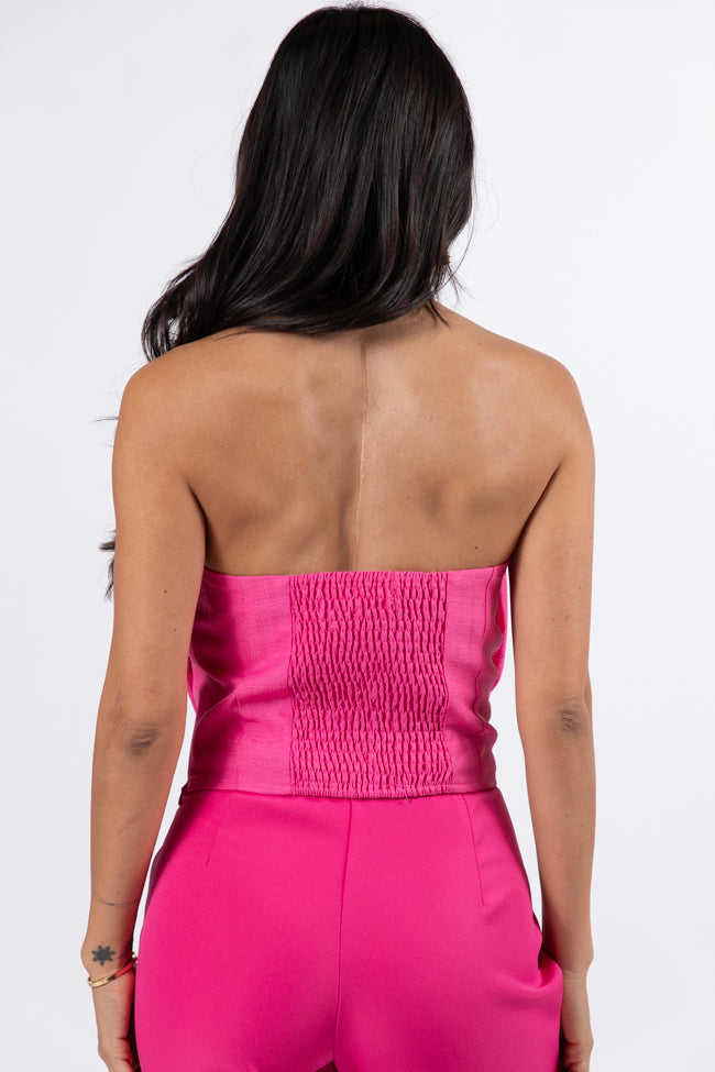 Glamorous Moments Pink Strapless Bow Top