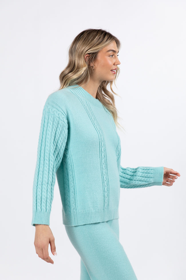 On My List Mint Cable Knit Sweater