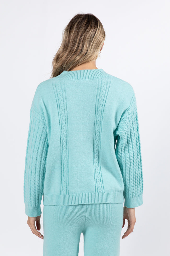 On My List Mint Cable Knit Sweater