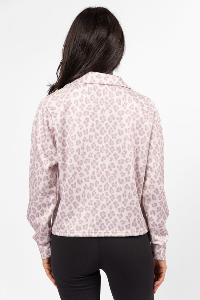 Change Of Heart Leopard Print Scuba Quarter Zip Pullover