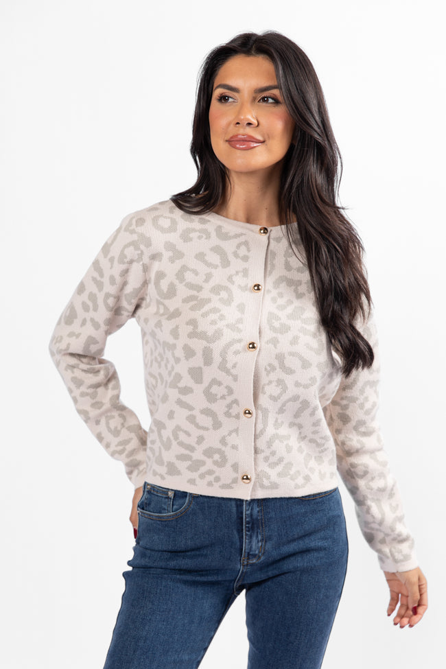 Dream Big Taupe Leopard Cardigan