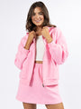 Have It My Way Pink Textured Knit Zip Up Hooded Sweatshirt