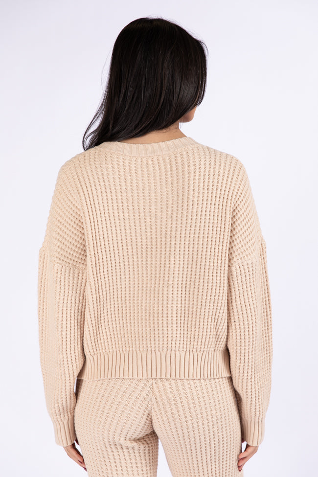 This Is Why Tan Thermal Waffle Knit Pullover DOORBUSTER