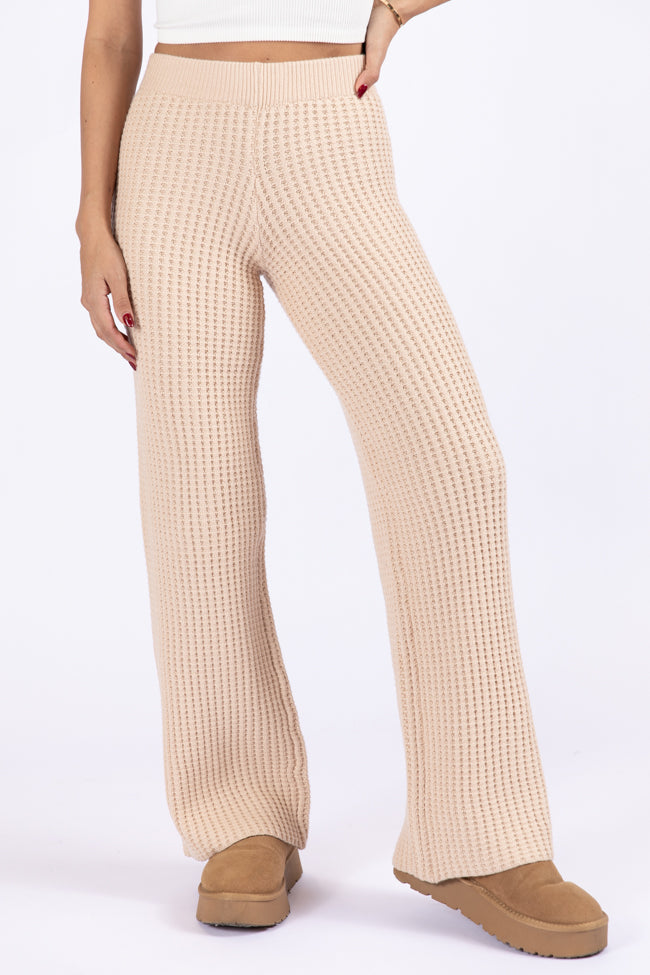 This Is Why Tan Thermal Waffle Knit Pants DOORBUSTER