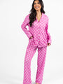 On A Cloud Pink Tonal Checkered Plush Knit Pajama Set DOORBUSTER- Coming Soon