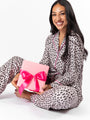 On A Cloud In Spotted Black and Tan Plush Knit Pajama Set DOORBUSTER