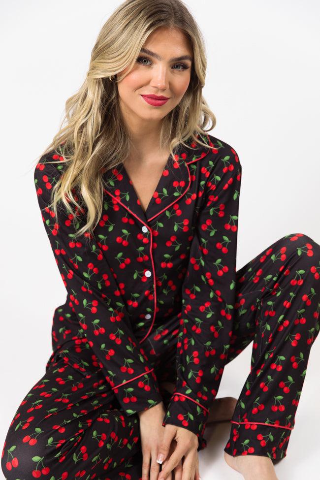 On A Cloud Cherry Plush Pajama Set DOORBUSTER- Coming Soon