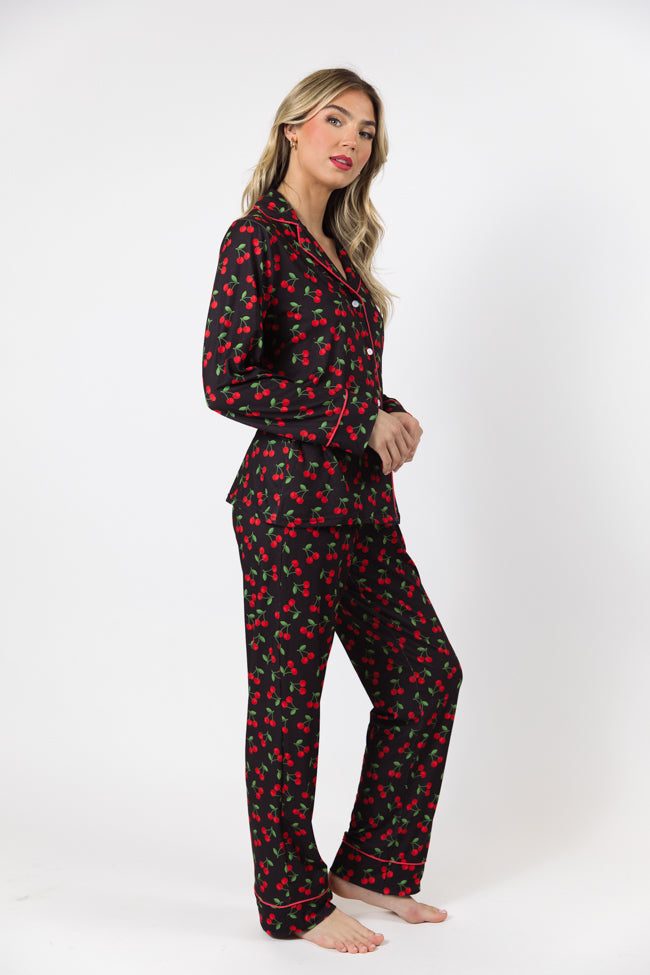 On A Cloud Cherry Plush Pajama Set DOORBUSTER- Coming Soon